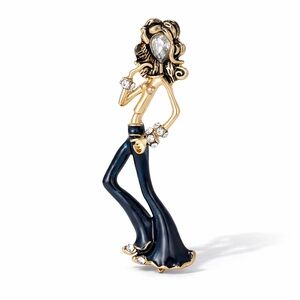 Elegant Gold and Black Fashionista Brooch